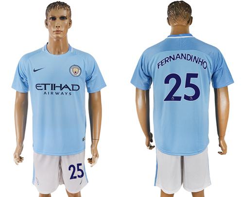 Manchester City #25 Fernandinho Home Soccer Club Jersey - Click Image to Close